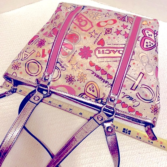 💕Coach Legacy Butterfly Floral Tea Rose Daisy Signature Shoulder Like New!!! - Picture 10 of 12